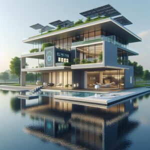 نمایی از یک خانه یا محیط زندگی مدرن در آینده