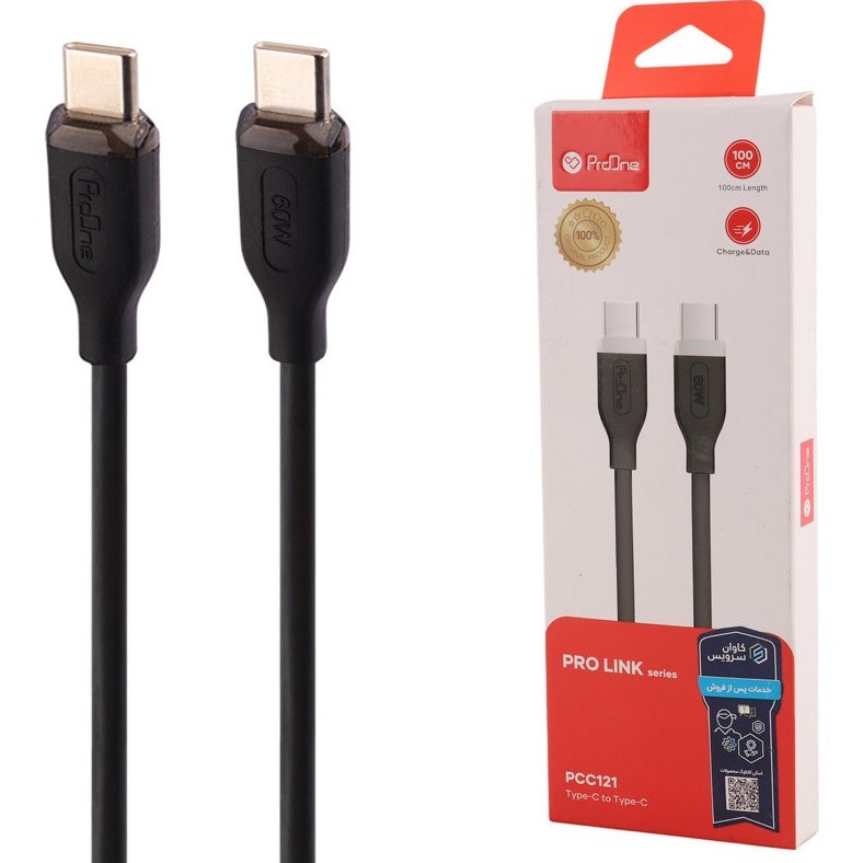 کابل تبدیل Type-C PD 60W به Type-C پرووان مدل PCC121 طول 1 متر