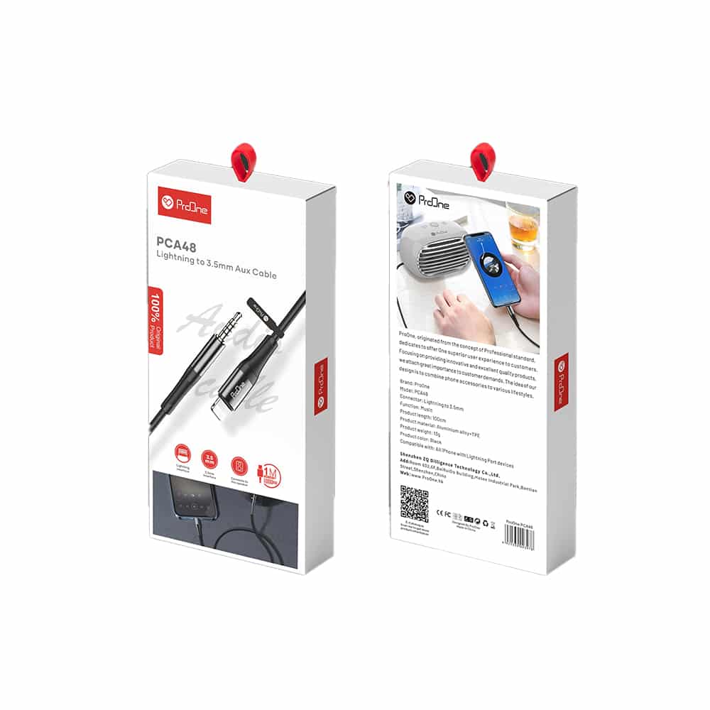 کابل تبدیل لایتنینگ به AUX پرووان مدل PCA48 طول 1 متر